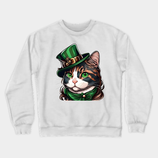 Cool Cat Lady St. Patrick's Day Crewneck Sweatshirt by William Edward Husband